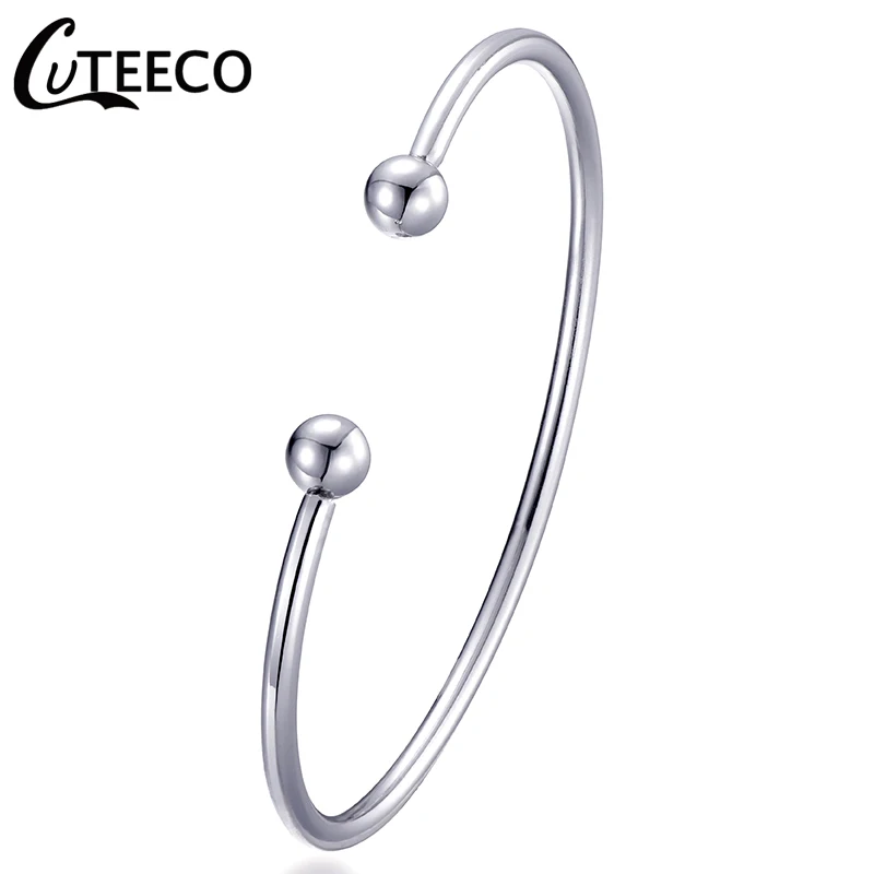 CUTEECO Simple Gold Silver Color Charm Open Bangle European Style Fit Brand Bracelet For Women & Child Fashion Jewelry