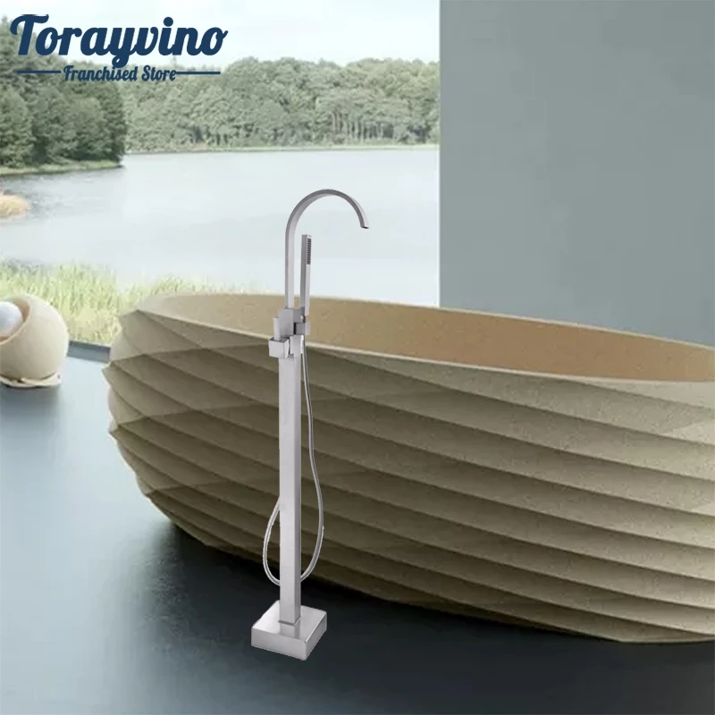 

Bathtub Shower Set & hand shower bateria wannowa Floor Mounted Nickel Brushed Vessel Vanity Wash Basin Brass Tap Mixer Faucet