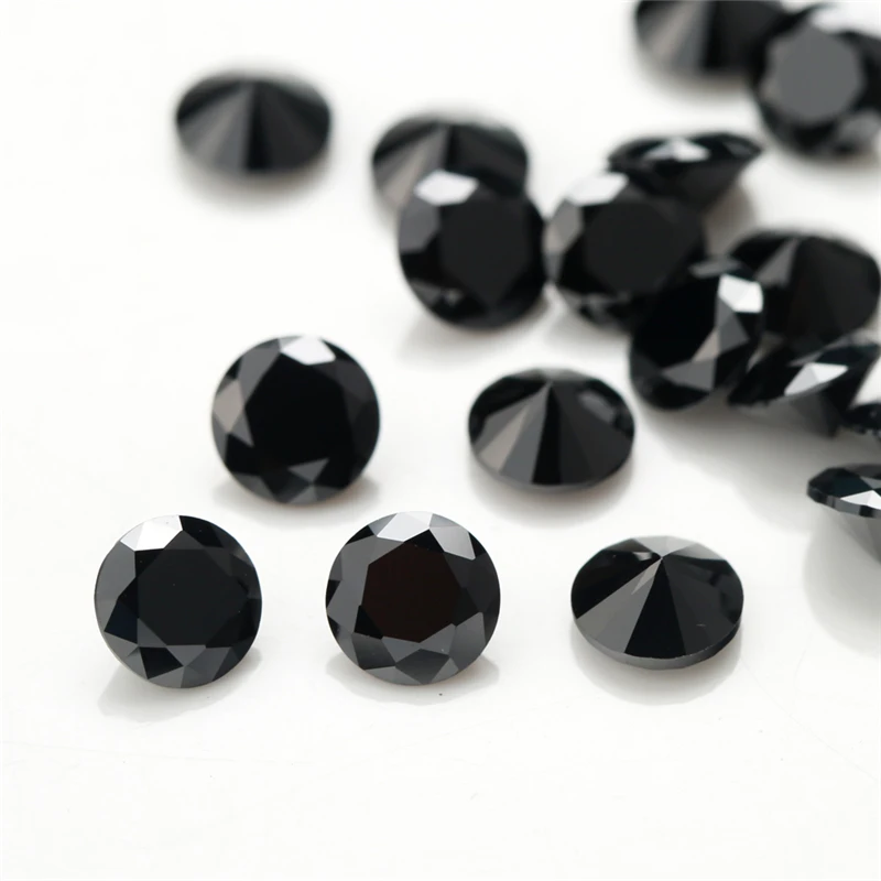 1000pcs AAAAA 0.8~4mm CZ Stone Round Cut Black Color Cubic Zirconia Synthetic Gems For Jewelry