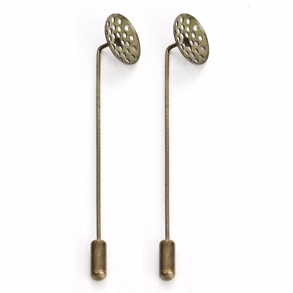10pcs/lot 55mm Rhodium Gold Color Copper Brooch Pins Base Hat Pin for Women Men\'s Brooches DIY Jewelry Making Accessories