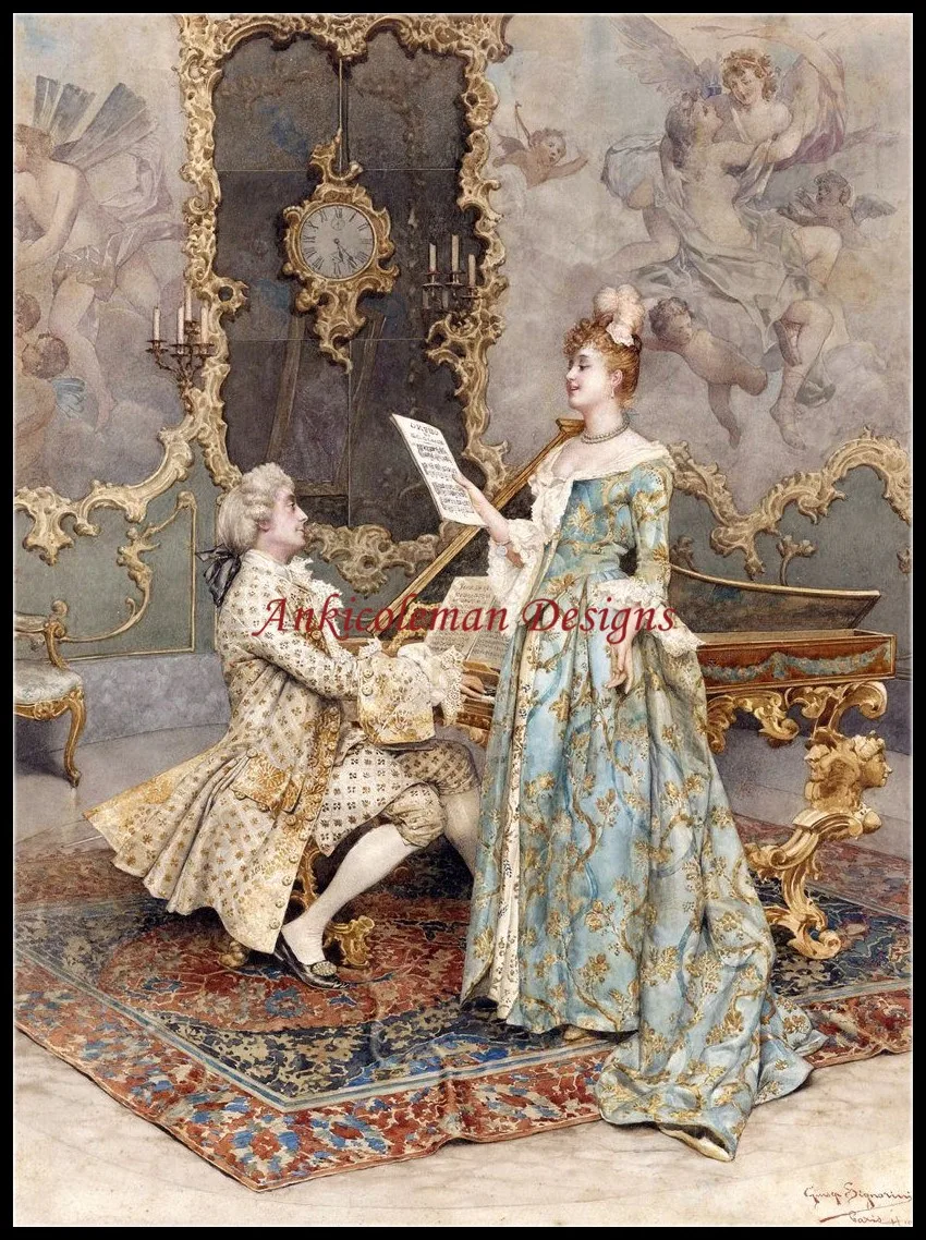 

Needlework for embroidery DIY French DMC High Quality - Counted Cross Stitch Kits 14 ct Oil painting - The Music Lesson