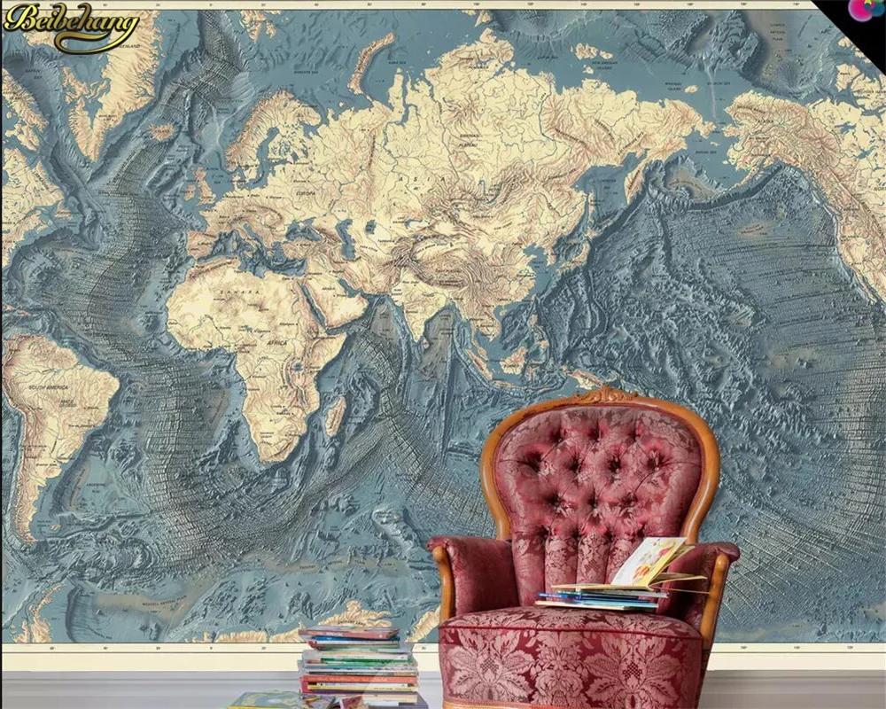 beibehang Custom photo wallpaper mural hand drawn retro vintage world map TV background wall papers home decor papel de parede