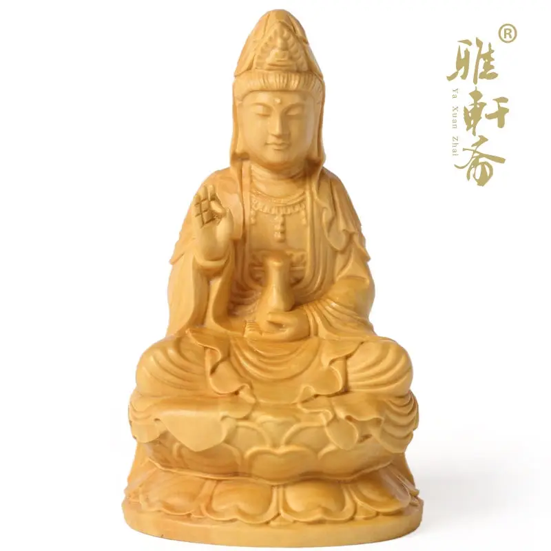 Zhai Gallery boxwood carving carved Guanyin Buddha mahogany ornaments hand handicraft to ensure the safety of exhaust pipe