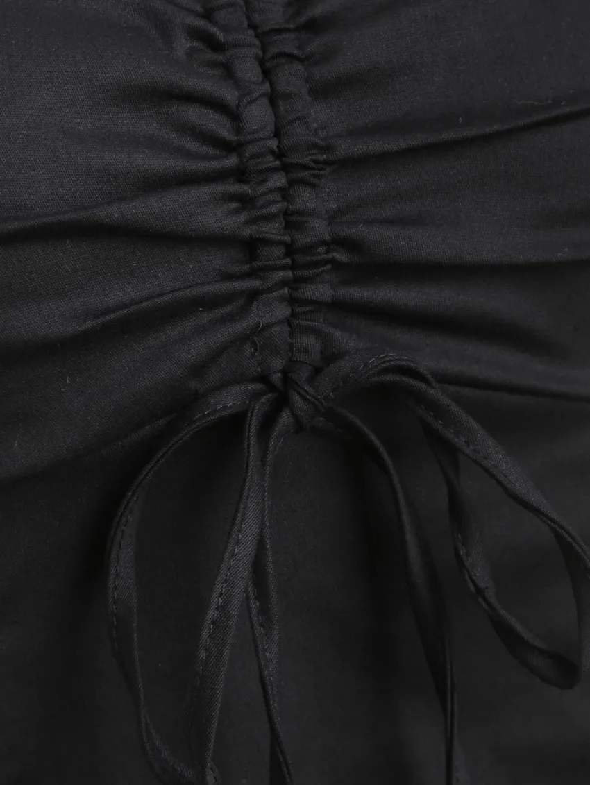 S-4XL 빅 사이즈 드레스 2022 여름 여성 빈티지 블랙 레드 레이스 드레스 Ruched 바스트 넥타이 프론트 고딕 튜닉 로커 빌리 드레스