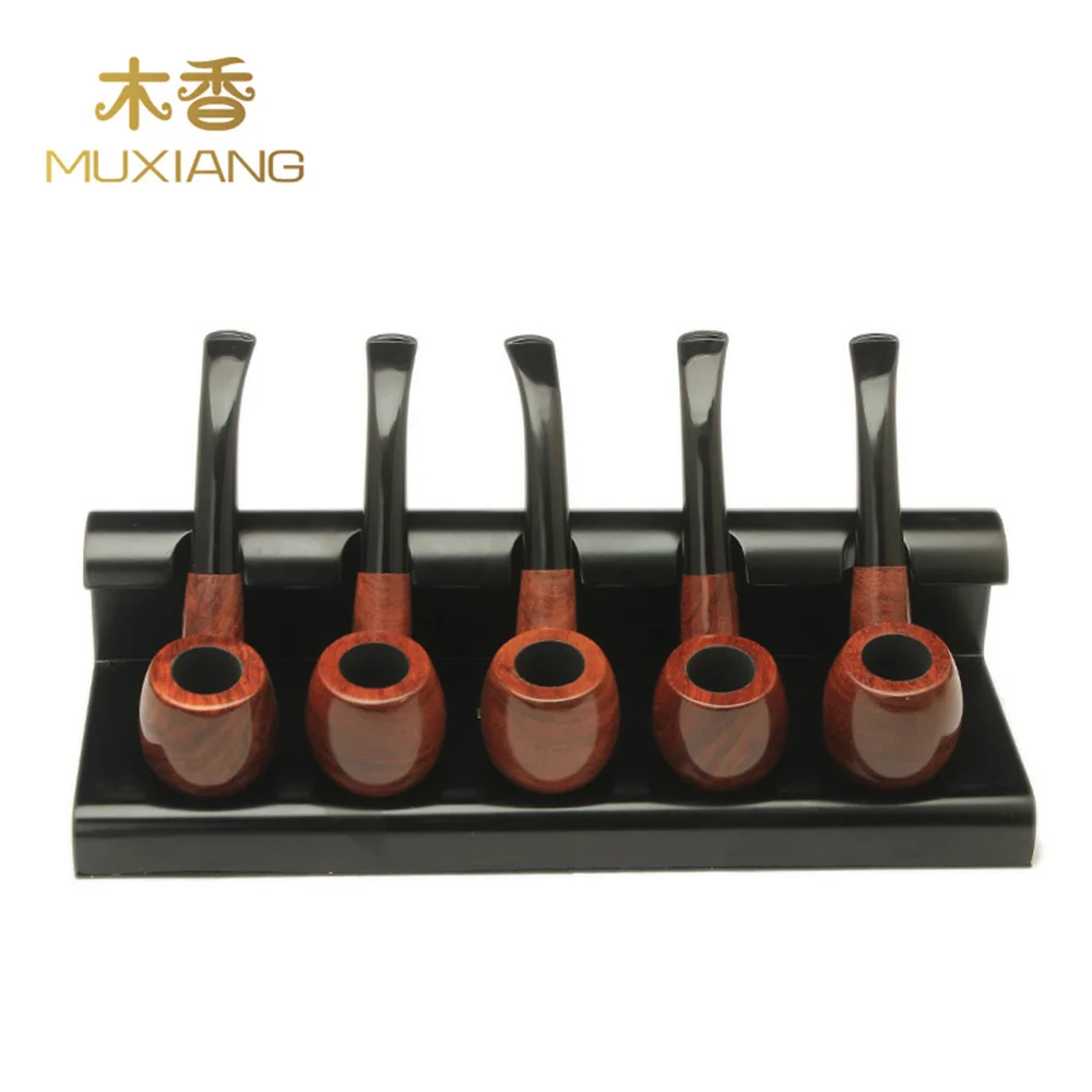 MUXIANG Pipe Accessories Solid Wood One-pieces Vertical Type 5 Pipe Racks Wooden Smoking Pipe Types Stands Holder  fa0004-54