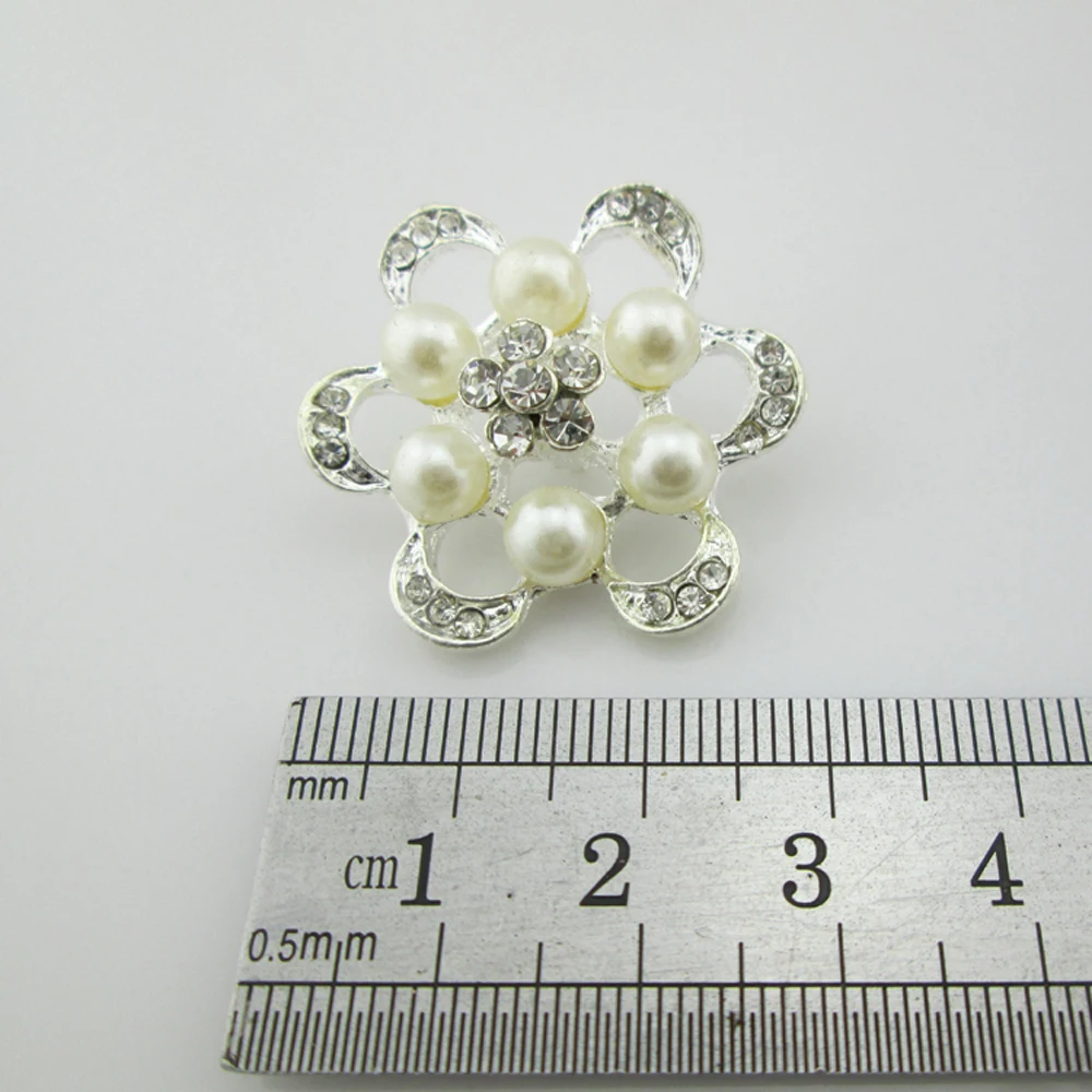 5pcs Gorgeous Flower Rhinestone ShankButtons Clothing Accessories Decor 30mm