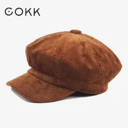 COKK Newsboy Cap Beret Female Autumn Winter Hats For Women Men Octagonal Cap Painter Hat Vintage England Gorras Boina Feminina