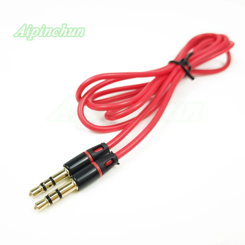 Aipinchun Dual 3.5mm Male Plug Connector Audio Cable 120cm Length Cord For Aux Speaker Mp3 Mobile Phone Etc Red Color