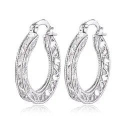 , DONNE favorite regalo Di Natale femminile retrò delicato hollow oval geometria orecchini D'argento di modo dei monili di colore LE002