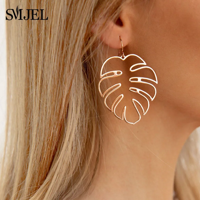 

SMJEL Bohemian Luxury Monstera Leaf Dangle Earrings Drop pendientes Women Statement Tropical Plant Jewelry Brinco Bijoux Gifts