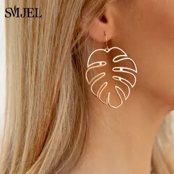 SMJEL Bohemian Luxury Monstera Leaf Dangle Earrings Drop pendientes Women Statement Tropical Plant Jewelry Brinco Bijoux Gifts