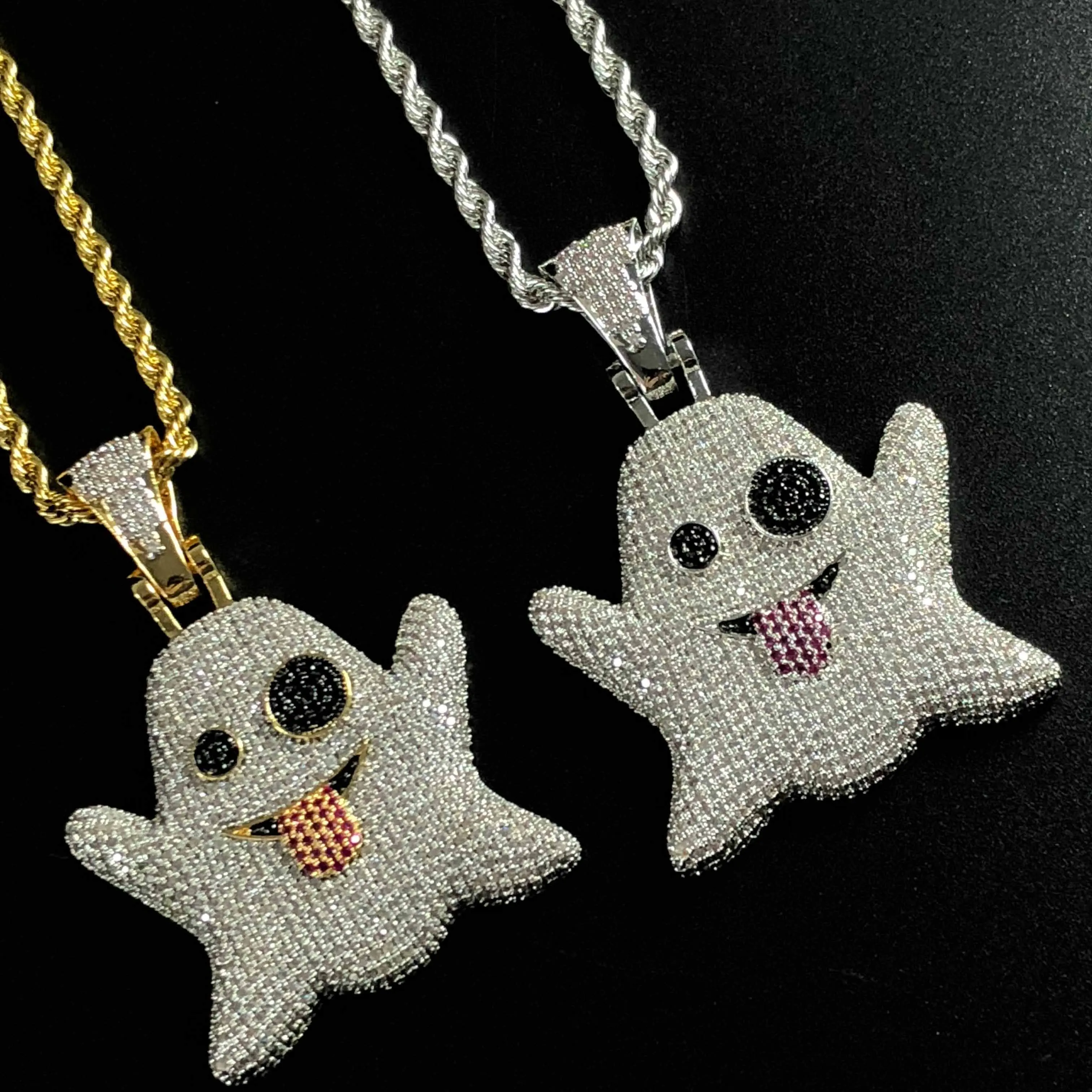 Iced out ghost pendant wholesale jewelry