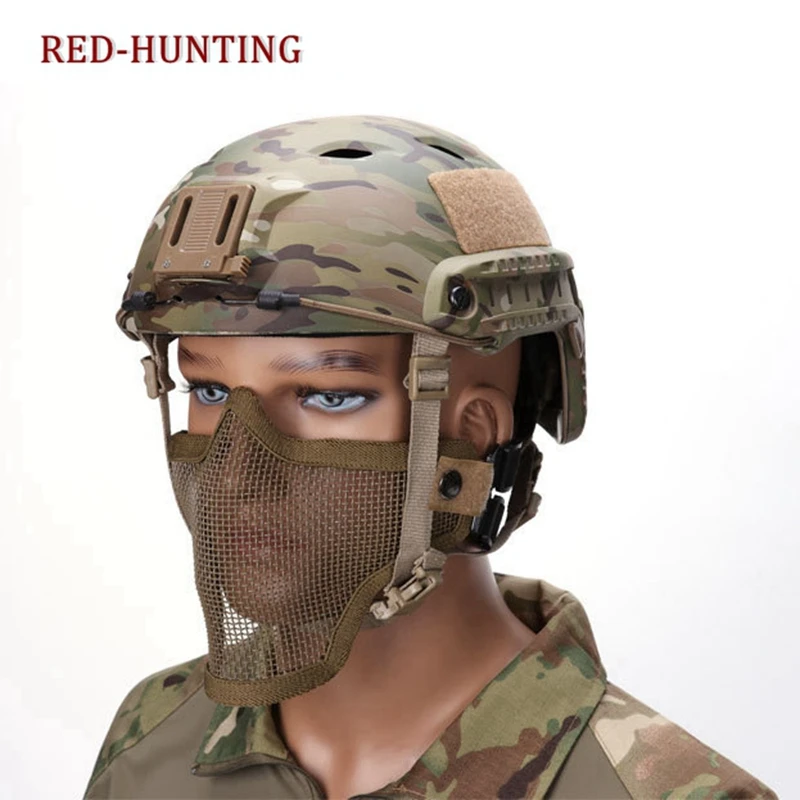 Half Face Metal Steel Wire Mesh Masks Tactical Hunting CS single belt Mask For Outdoor Airsoft Paintball