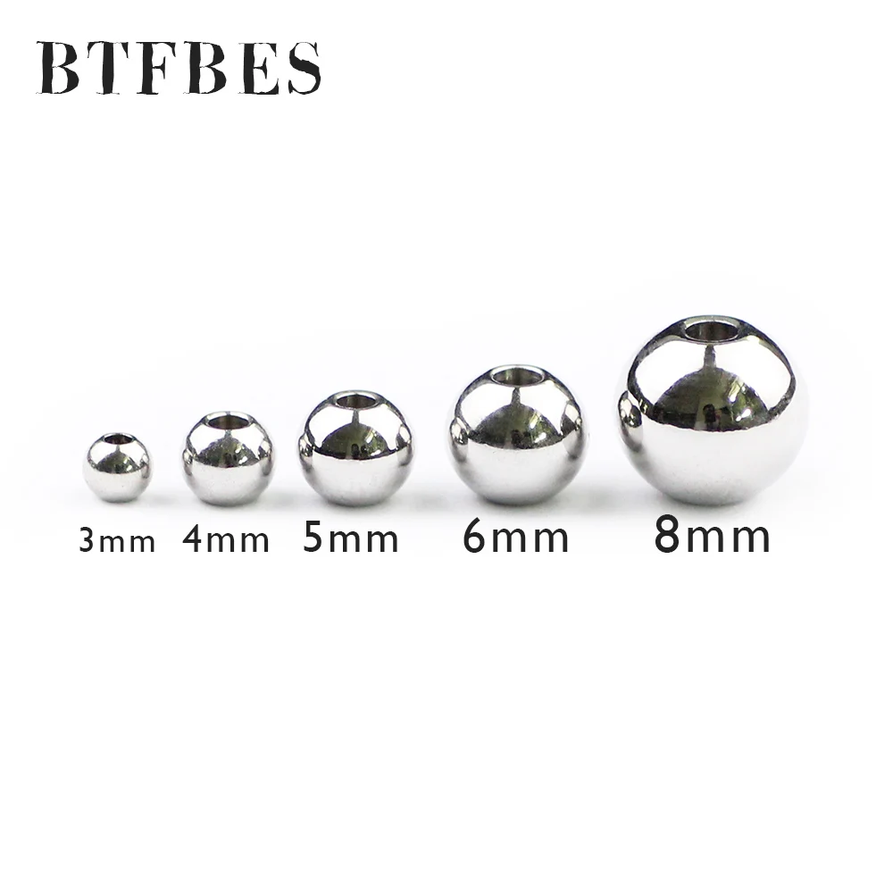 Stainless steel 3 4 5 6 8mm Spacer beads Round ball Metal Loose beads for jewelry bracelet Necklace making DIY Charm Accessories