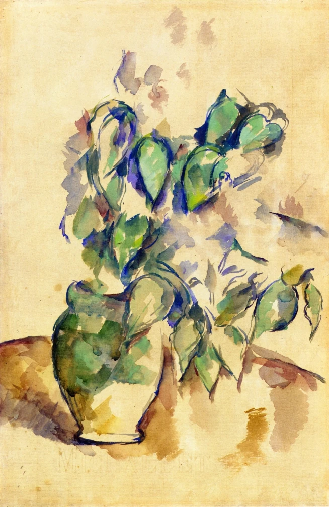 

100% hand made Oil Painting Reproduction on linen canvas,leaves-in-a-green-pot by paul Cezanne,landscape oil painting