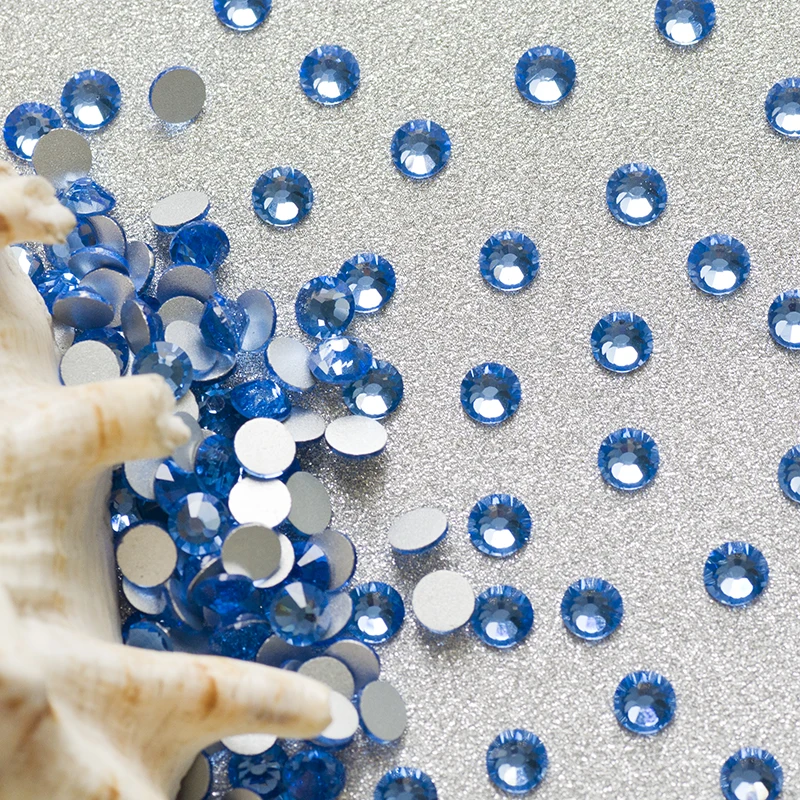 YANRUO 2058NOHF Non Hotfix Light Sapphire Strass Crystal Glue on Blue Rhinestones Embroidery Accessories Beads Mobile Accesories