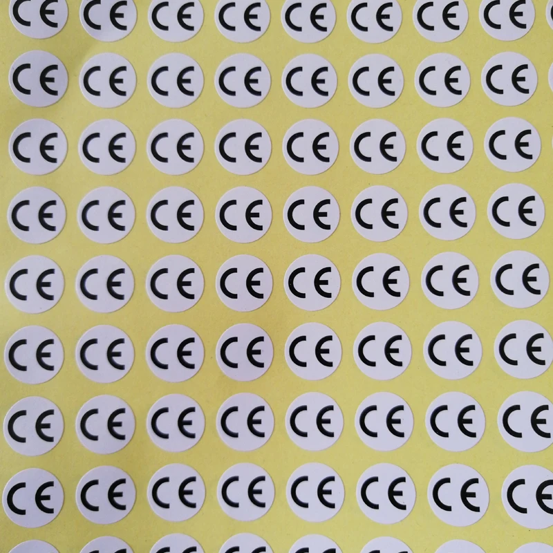 300pcs 15MM DIAMETER CE Certification Stickers White with Black Print Letters