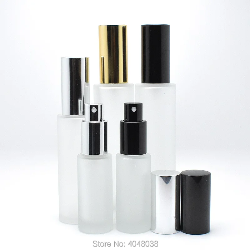 

50ml Frost Glass Spray Bottle Gold silver Black Cap 18ml 35ml Parfume Sample Bottle Refillable Perfume Atomizer Parfum Vial