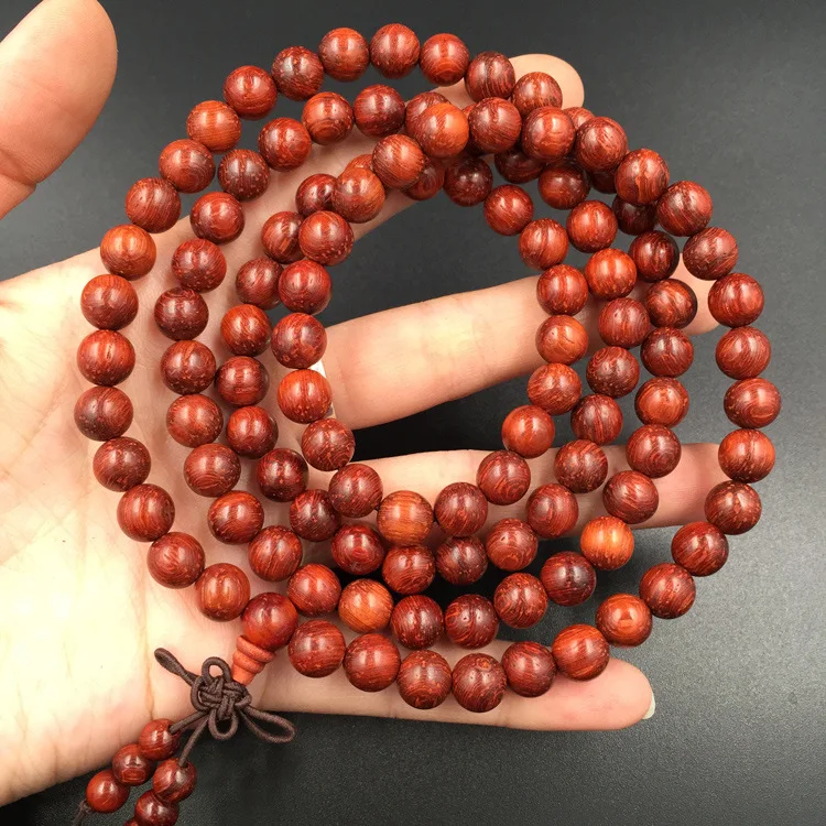 108 *0.8cm 0.6cm Rosewood Prayer Beads Tibetan Buddhist Mala Buddha Bracelet Rosary Wooden Bangle Men Women Yoga Jewelry