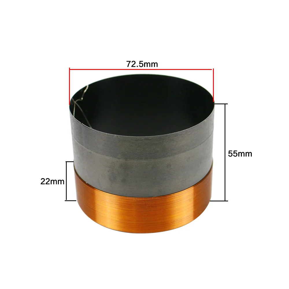 Ghxamp-bobina de voz de graves de 72,5mm, de 8Ohm Woofer de altavoz de piezas de reparación, alambre de cobre puro de aluminio negro, dos capas, 1 unidad