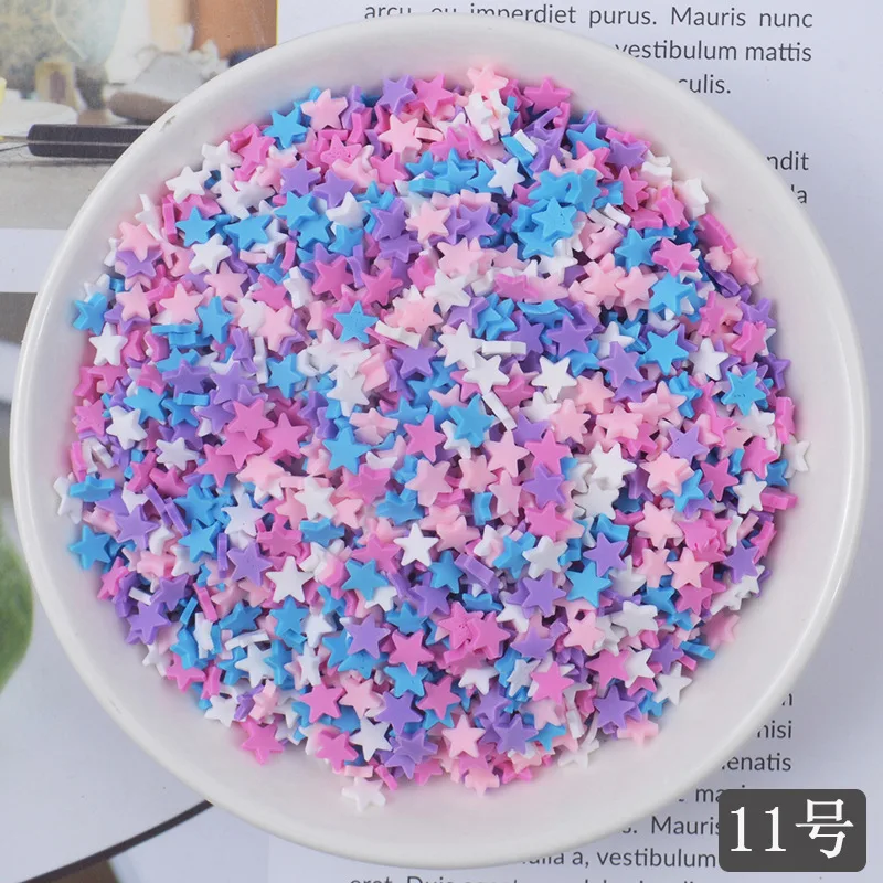 20 gr/los Nette Gefälschte Ton Streusel Bunte Herz Fünf Sterne Schleife Süßigkeiten Streusel für Handwerk Machen, DIY Kuchen Dessert Dekoration – Detail 11