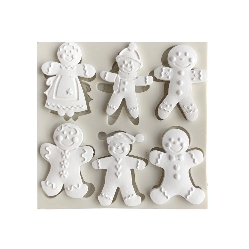 Christmas silicone mold 6 gingerbread Man different snowman shape chocolate molds Cookie mold