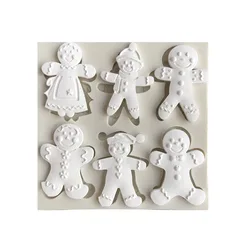 Christmas silicone mold 6 gingerbread Man different snowman shape chocolate molds Cookie mold
