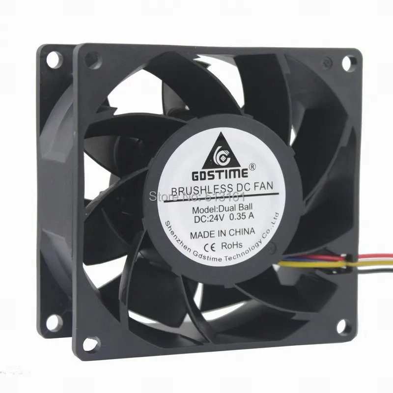Gdstime-مروحة تبريد ، محمل كروي ، 8038 PWM ، 4 دبابيس ، عاكس ، للخادم ، مقاوم للماء ، DC 24V ، 80x80x38 مللي متر