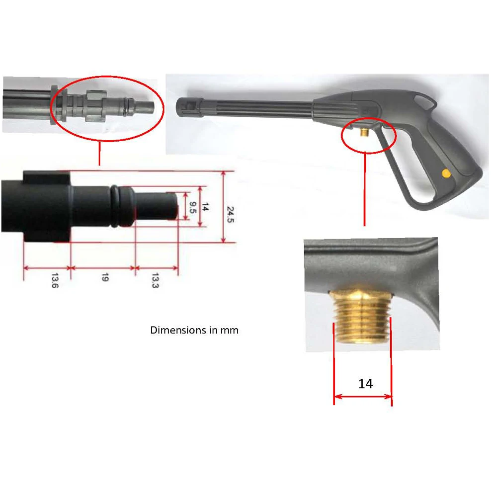 Car Washer Spray Gun Lance Nozzle High Pressure Washer Jet Water Gun Wand Tip Car Clean Pressure Gun for Champion Hammer Crosser