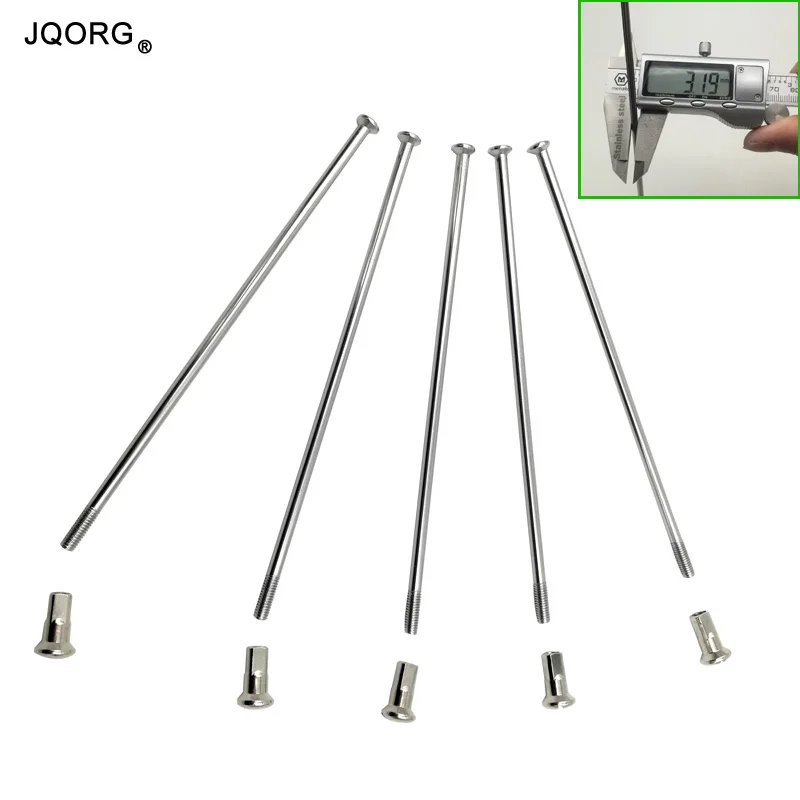 JQORG 10G 3.2mm Straight Pull Spokes Equal Diameter Straight Head Electric Motorcycle Wheel Spokes Stainless Steel E-bike Spokes