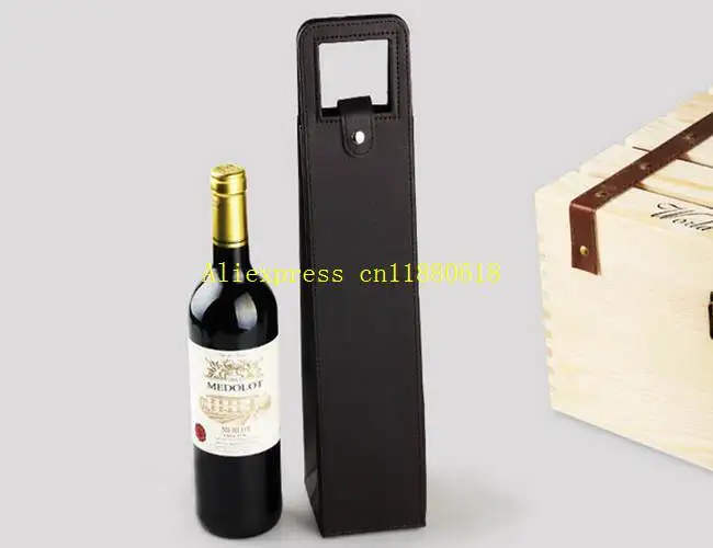 

100pcs/lot Fast shipping Wine bags of wine packaging gift boxes Red wine only leather bag Customize