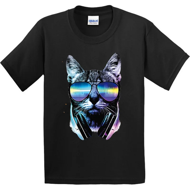 

Kids DI CAT Printed Design 100% Cotton ANIMAL T Shirt Boys/Girls Short COOL Hip Hop Tops Children Cute T-Shirt,GKT036