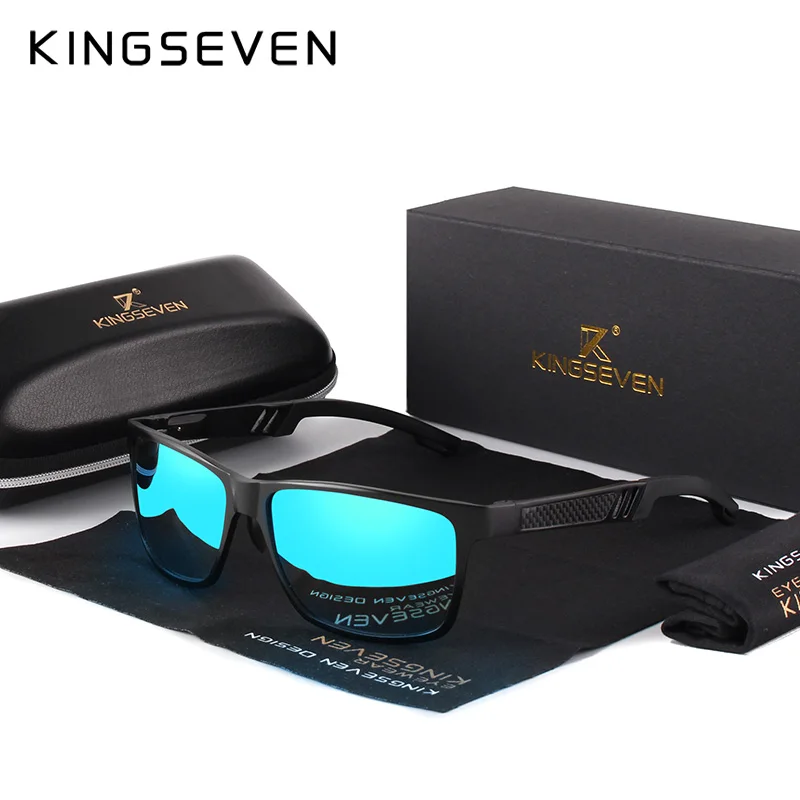 KINGSEVEN Heren gepolariseerde zonnebril Aluminium Magnesium zonnebril Rijbril Rechthoekige zonnebril voor heren Oculos masculino Man