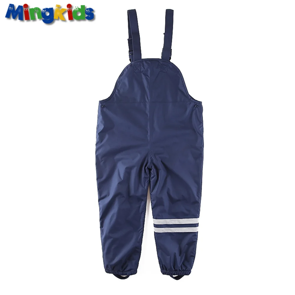 

Umkaumka Boy Girl Waterproof Overalls Warm Autumn Spring Full Fleece Lining Trousers Outdoor Windproof Pants Loose Fit