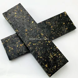 2pieces CF Carbon Fiber Black Marble with resin For DIY knife handle material Gold foil powder Compression patch plate