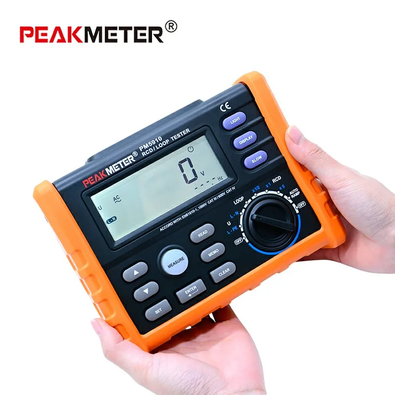 PEAKMETER PM5910 misuratore di resistenza digitale RCD loop tester di resistenza multimetro Trip-out Test di corrente/tempo con interfaccia USB