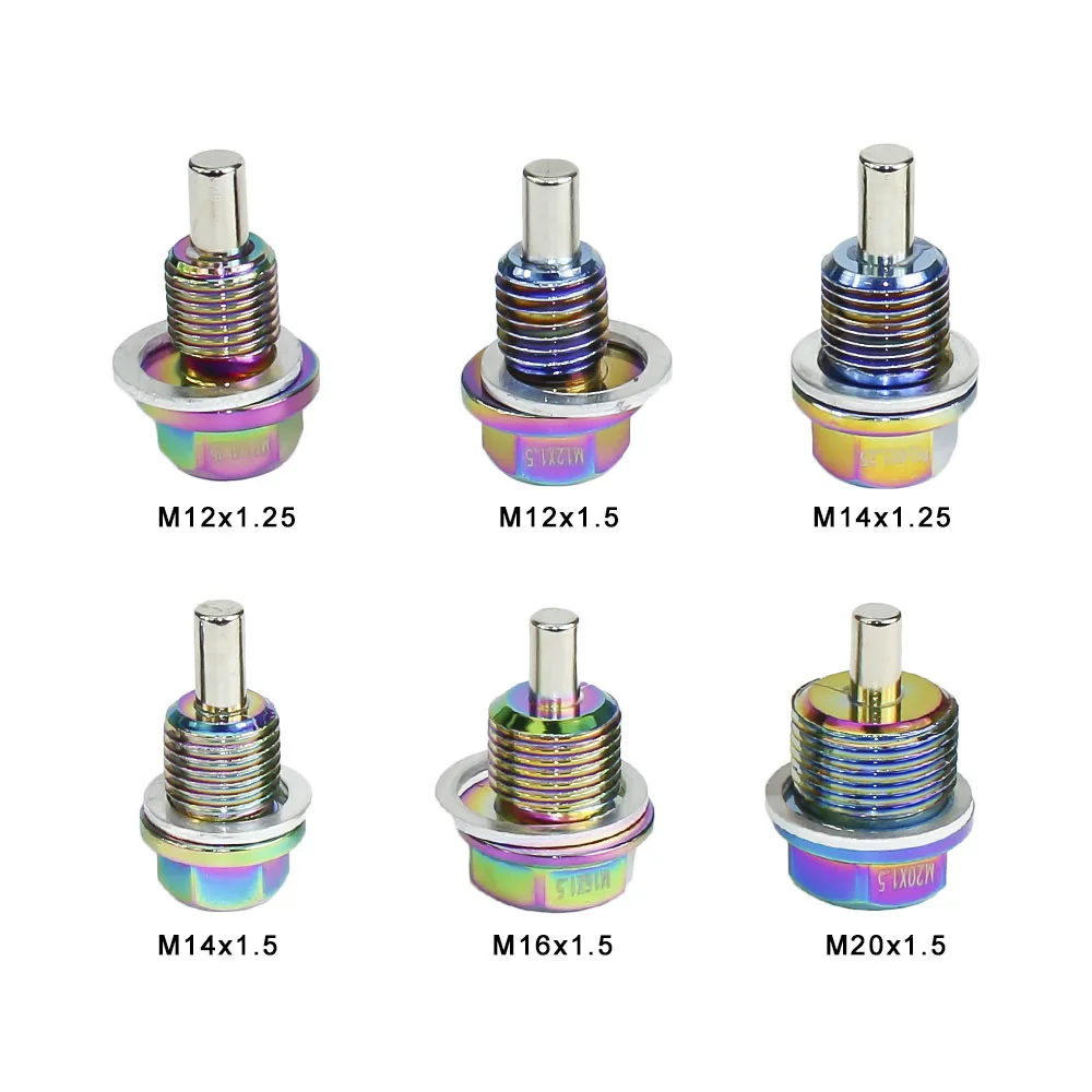 M20 M16 M14 M12*1.5 / 1.25 Aluminum Neo Chrome Magnetic Oil Drain Plug Oil Drain Bolt Oil Sump drain plug nut