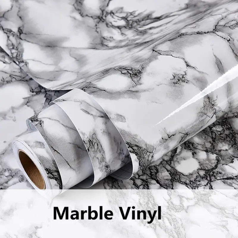 HOHOFILM 1.22x50m Roll Marble Vinyl Removable Self Adhesive Vinyl Wallpaper Kitchen Countertops Peel and Stick Cabinet