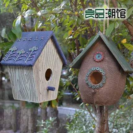 

American pastoral resin courtyard gardening bird's nest, bird houses outdoor goods nest hanging villa garden decoration