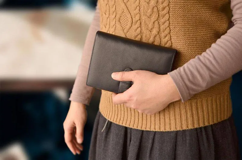 Wancher Stiftbeutel aus echtem Leder, Füllfederhalteretui, Rindsleder, Stiftehalter, Etui, Geschenkset, Stifttasche, Stiftaufbewahrung, Schreibwarenzubehör – Detail 9