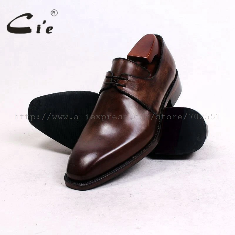 cie Square Plain Toe Bespoke Custom Handmade100% Genuine Calf Leather Outsole Men\'s Derby Color Breathable Brown Flat Shoe D141