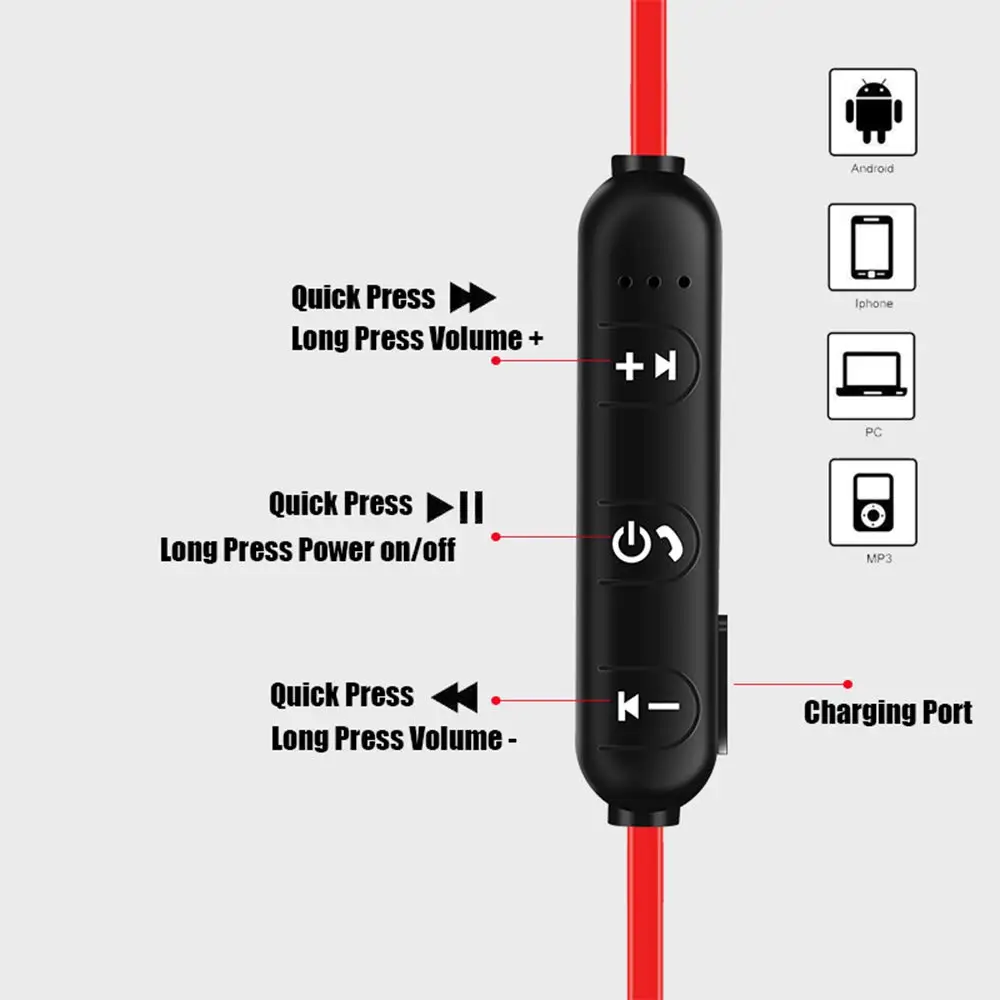 Từ Tính Không Dây Bluetooth Stereo Thể Thao Chống Thấm Nước Tai Nghe Nhét Tai Không Dây-Tai Tai Nghe Có Mic Cho IPhone 7 Samsung