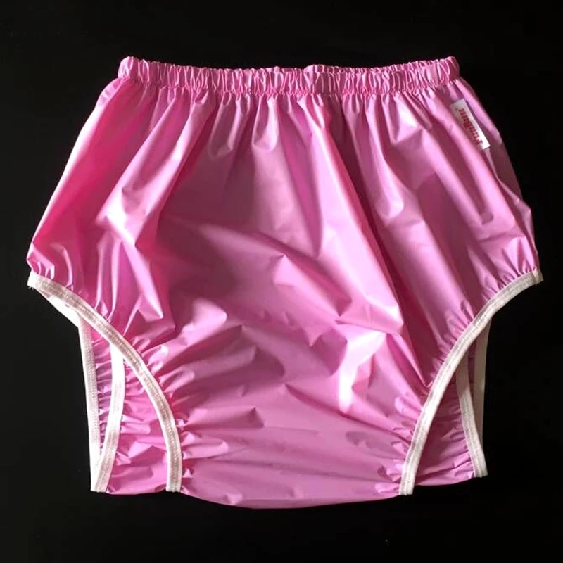 Free Shipping FUUBUU2217-pink-M-1PCS adult diapers non disposable diaper pvc incontinence shorts plastic pants ABDLL