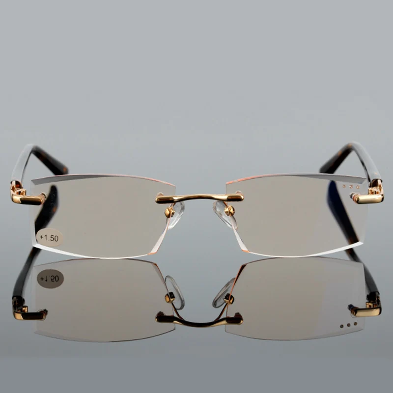 QIFENG Reading Glasses Men Women Diamond Cutting Rimless Diopter Presbyopic Female Male Eyeglasses +1.0+1.5+2.0+2.5+3.0 QF291