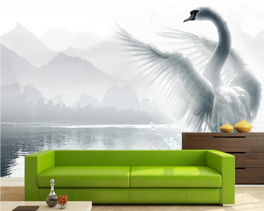 

Romantic aesthetic Swan Lake 3D wallpaper murals,living room bedroom TV sofa background kitchen cafe bar wall papers home decor