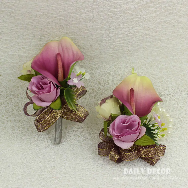 6 pcs/lot ! 8 color Real Touch calla lily wedding flowers groom corsages / Brooch bride wrist flower wedding bridal hand flowers