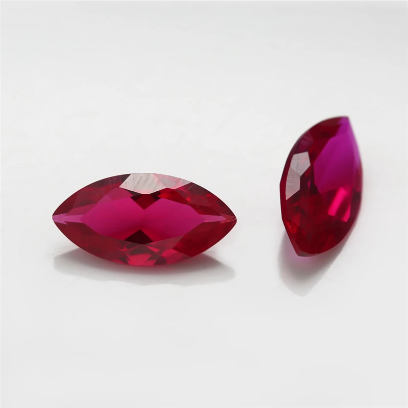 Synthetische Korund-Steine im Marquise-Schliff, rot, lose, 3x6mm-8x16mm 5 # 8 # Farbe für Schmuckherstellung – Detail 1