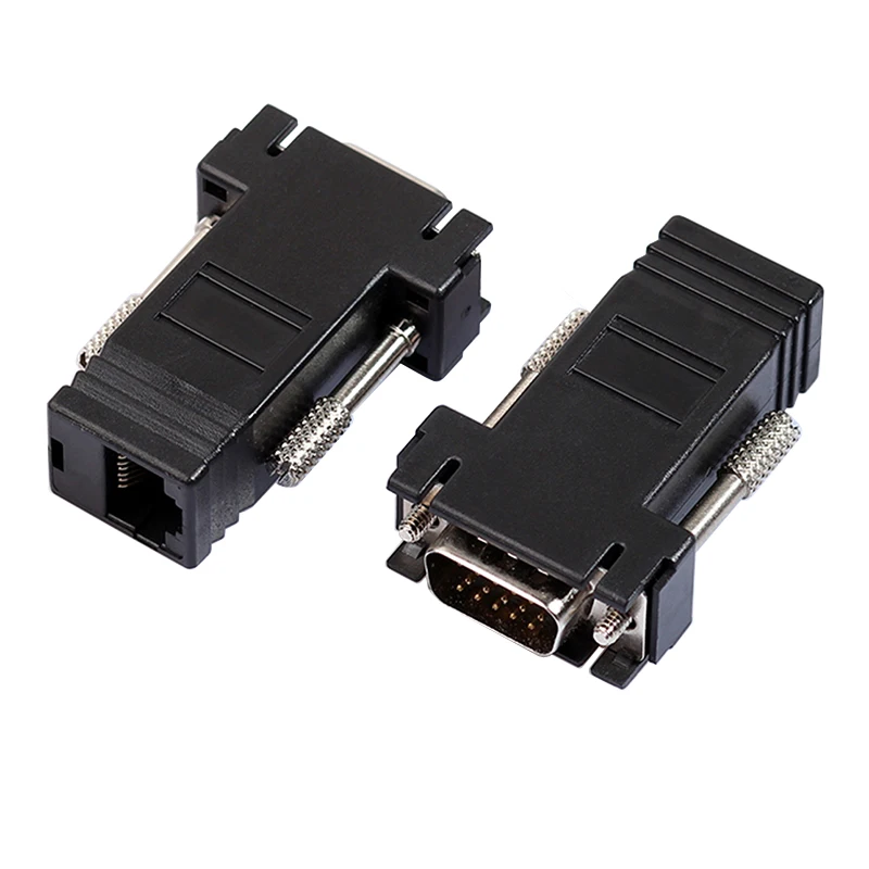 Extensor VGA hembra/macho a Lan Cat5 Cat5e/6 RJ45, adaptador Ethernet hembra macho a hembra, conector convertidor VGA a RJ45