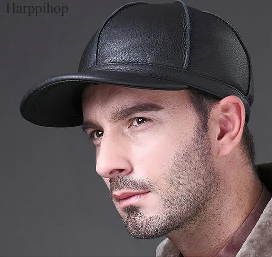 100% cowhide genuine leather hats  2017 new arrival caps New Men's Women's  cow Leather Golf Hat / Baseball Cap Free shipping