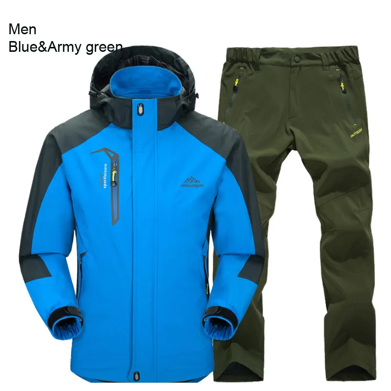 TRVLWEGO Jacke Hose Wandern Camping Frühling & Herbst Outdoor Single Wasserdicht 20000MM Herren Windschutz Trekking Mantel Hose – Detail 4